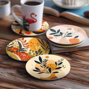 Malen nach Zahlen 15 cm Untersetzer (6 Stück) - Modernes Botanisches Design