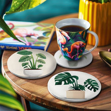 Laden Sie das Bild in den Galerie-Viewer, Malen nach Zahlen 15 cm Untersetzer (6 Stück) - Monstera und Farn