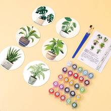 Laden Sie das Bild in den Galerie-Viewer, Malen nach Zahlen 15 cm Untersetzer (6 Stück) - Monstera und Farn