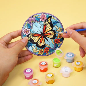 Malen nach Zahlen 15 cm Untersetzer (4 Stück) - Lebhafte Flügel: Ein Schmetterlings-Quartett