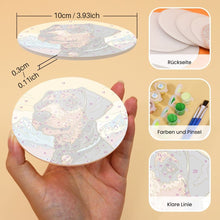 Laden Sie das Bild in den Galerie-Viewer, Malen nach Zahlen 15 cm Untersetzer (6 Stück) - Niedliche Hunde