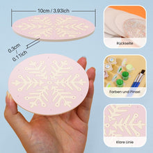 Laden Sie das Bild in den Galerie-Viewer, Malen nach Zahlen 15 cm Untersetzer (4 Stück) - Schneeflocke