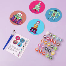 Laden Sie das Bild in den Galerie-Viewer, Malen nach Zahlen 15 cm Untersetzer (4 Stück) - Kreatives Weihnachtsgeschenk 2