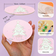 Laden Sie das Bild in den Galerie-Viewer, Malen nach Zahlen 15 cm Untersetzer (4 Stück) - Kreatives Weihnachtsgeschenk 2