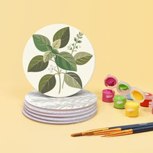 Laden Sie das Bild in den Galerie-Viewer, Malen nach Zahlen 10cm Untersetzer (6 Stück) - Aromatische Kräuter