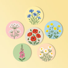 Laden Sie das Bild in den Galerie-Viewer, Malen nach Zahlen 10cm Untersetzer (6 Stück) - Wildblumen Figured'Art