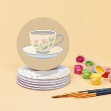 Laden Sie das Bild in den Galerie-Viewer, Malen nach Zahlen 10cm Untersetzer (6 Stück) - Tea Time