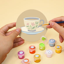 Laden Sie das Bild in den Galerie-Viewer, Malen nach Zahlen 10cm Untersetzer (6 Stück) - Tea Time