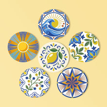 Laden Sie das Bild in den Galerie-Viewer, Malen nach Zahlen 10cm Untersetzer (6 Stück) - Mediterrane Motive Figured'Art