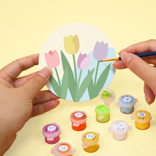 Laden Sie das Bild in den Galerie-Viewer, Malen nach Zahlen 10cm Untersetzer (6 Stück) - Frühlingsblüten