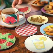 Laden Sie das Bild in den Galerie-Viewer, Malen nach Zahlen 10cm Untersetzer (6 Stück) - Sommerpicknick