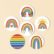 Laden Sie das Bild in den Galerie-Viewer, Malen nach Zahlen 10cm Untersetzer (6 Stück) - Bunter Regenbogen Figured'Art