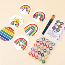 Laden Sie das Bild in den Galerie-Viewer, Malen nach Zahlen 10cm Untersetzer (6 Stück) - Bunter Regenbogen