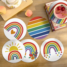 Laden Sie das Bild in den Galerie-Viewer, Malen nach Zahlen 10cm Untersetzer (6 Stück) - Bunter Regenbogen