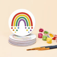 Laden Sie das Bild in den Galerie-Viewer, Malen nach Zahlen 10cm Untersetzer (6 Stück) - Bunter Regenbogen
