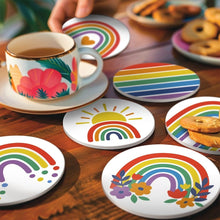Laden Sie das Bild in den Galerie-Viewer, Malen nach Zahlen 10cm Untersetzer (6 Stück) - Bunter Regenbogen