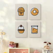 Laden Sie das Bild in den Galerie-Viewer, Punch Needle Set (4 Stück) mit Rahmen - Dessertliebhaber 1