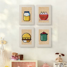 Laden Sie das Bild in den Galerie-Viewer, Punch Needle Set (4 Stück) mit Rahmen - Snackzeit 1