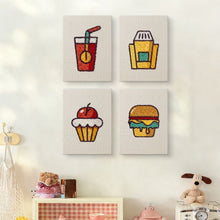 Laden Sie das Bild in den Galerie-Viewer, Punch Needle Set (4 Stück) mit Rahmen - Fast Food Spaß