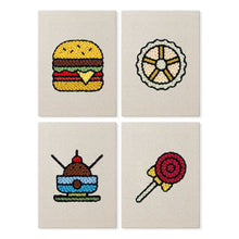 Laden Sie das Bild in den Galerie-Viewer, Punch Needle Set (4 Stück) mit Rahmen​ - Süßes &amp; Street Food Figured'Art