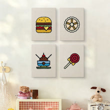 Laden Sie das Bild in den Galerie-Viewer, Punch Needle Set (4 Stück) mit Rahmen - Süßes &amp; Street Food