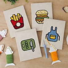 Laden Sie das Bild in den Galerie-Viewer, Punch Needle Set (4 Stück) mit Rahmen - Küche &amp; Snacks Set