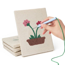 Laden Sie das Bild in den Galerie-Viewer, Punch Needle Set (4 Stück) mit Rahmen - Blühende Blumen Set