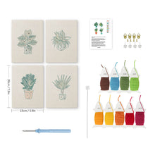 Laden Sie das Bild in den Galerie-Viewer, Punch Needle Set (4 Stück) mit Rahmen - Pflanzenliebhaber Set 2