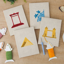 Laden Sie das Bild in den Galerie-Viewer, Punch Needle Set (4 Stück) mit Rahmen - Welt Sehenswürdigkeiten Set