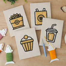Laden Sie das Bild in den Galerie-Viewer, Punch Needle Set (4 Stück) mit Rahmen - Alltägliche Snacks