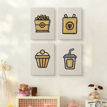 Laden Sie das Bild in den Galerie-Viewer, Punch Needle Set (4 Stück) mit Rahmen - Alltägliche Snacks