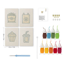 Laden Sie das Bild in den Galerie-Viewer, Punch Needle Set (4 Stück) mit Rahmen - Alltägliche Snacks
