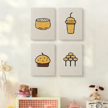Laden Sie das Bild in den Galerie-Viewer, Punch Needle Set (4 Stück) mit Rahmen - Bäckerei Köstlichkeiten
