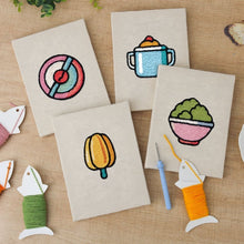 Laden Sie das Bild in den Galerie-Viewer, Punch Needle Set (4 Stück) mit Rahmen - Mini-Lebensmittel-Icons