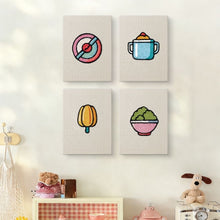 Laden Sie das Bild in den Galerie-Viewer, Punch Needle Set (4 Stück) mit Rahmen - Mini-Lebensmittel-Icons