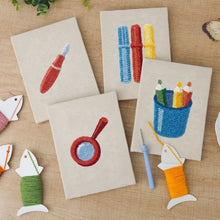 Laden Sie das Bild in den Galerie-Viewer, Punch Needle Set (4 Stück) mit Rahmen - Minimalistische Schreibtisch Icons