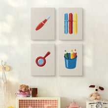 Laden Sie das Bild in den Galerie-Viewer, Punch Needle Set (4 Stück) mit Rahmen - Minimalistische Schreibtisch Icons