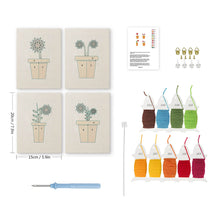 Laden Sie das Bild in den Galerie-Viewer, Punch Needle Set (4 Stück) mit Rahmen - Blühende Mini Töpfe 1