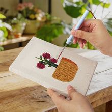 Laden Sie das Bild in den Galerie-Viewer, Punch Needle Set (4 Stück) mit Rahmen - Blühende Mini Töpfe 2