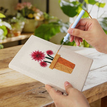 Laden Sie das Bild in den Galerie-Viewer, Punch Needle Set (4 Stück) mit Rahmen - Blühende Mini Töpfe 3