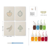 Laden Sie das Bild in den Galerie-Viewer, Punch Needle Set (4 Stück) mit Rahmen - Gemüse Köstlichkeiten