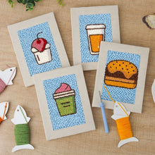 Laden Sie das Bild in den Galerie-Viewer, Punch Needle Set (4 Stück) mit Rahmen - Foodie Favoriten