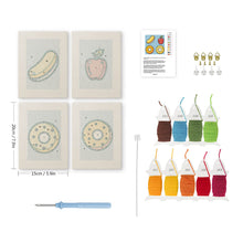 Laden Sie das Bild in den Galerie-Viewer, Punch Needle Set (4 Stück) mit Rahmen - Früchte &amp; Süßes
