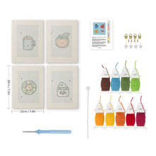 Laden Sie das Bild in den Galerie-Viewer, Punch Needle Set (4 Stück) mit Rahmen - Frühstücks Leckereien 1