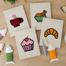 Laden Sie das Bild in den Galerie-Viewer, Punch Needle Set (4 Stück) mit Rahmen - Frühstücks Leckereien 2
