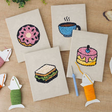 Laden Sie das Bild in den Galerie-Viewer, Punch Needle Set (4 Stück) mit Rahmen - Frühstücks Leckereien 3