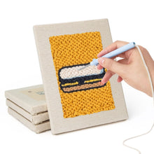 Laden Sie das Bild in den Galerie-Viewer, Punch Needle Set (4 Stück) mit Rahmen - Snack Attacke