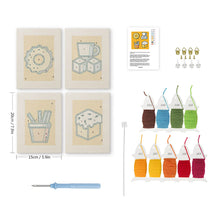 Laden Sie das Bild in den Galerie-Viewer, Punch Needle Set (4 Stück) mit Rahmen - Leckere Köstlichkeiten
