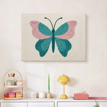 Laden Sie das Bild in den Galerie-Viewer, Punch Needle mit Rahmen - Azurblauer Schmetterling