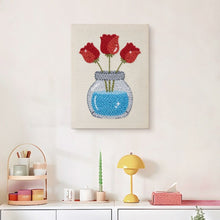 Laden Sie das Bild in den Galerie-Viewer, Punch Needle mit Rahmen - Tulpen im Glas